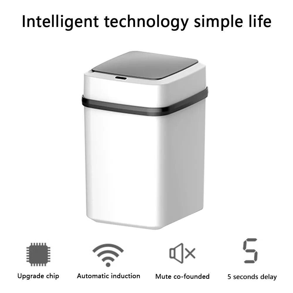 10L Smart Trash Can Automatic Motion Detector Dustbin Intelligent Waste Bin Silent Garbage Bag Container For Kitchen Bathroom