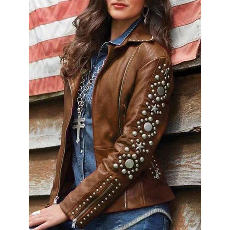 Women European And American Style Short Women Leather Jackets