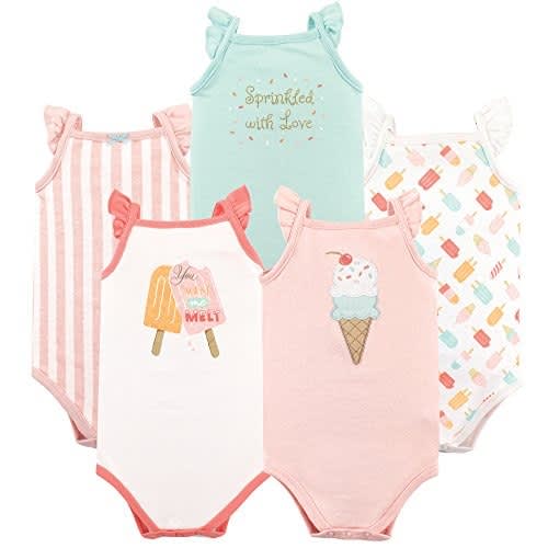 Baby Girl's Sleeveless Bodysuits - 5 Piece