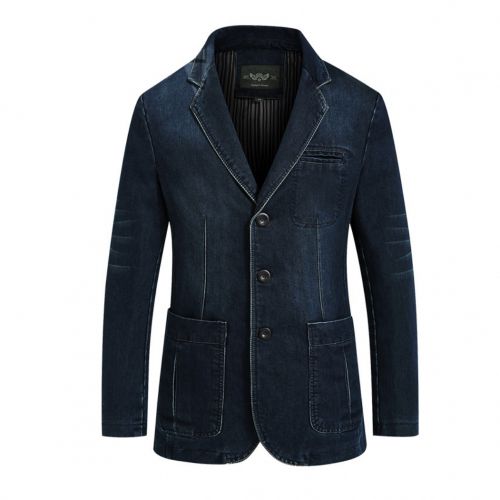 EXECUTIVE MEN'S DENIM LONG SLEEVE SUIT FIT  JACKET COAT.