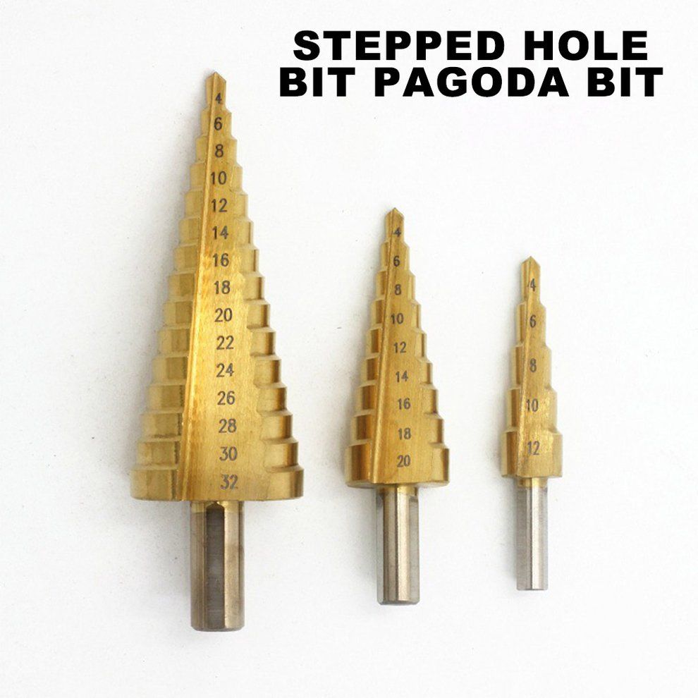 Triangle Handle Step Drill 4-12/20/32Mm Pagoda Drill Step Drill Open Reamer-gold-4-12mm