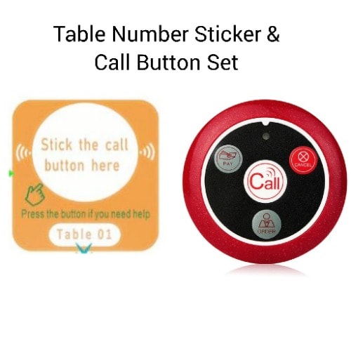 Wireless Call Button & Table Number Sticker for Restaurant & Bar