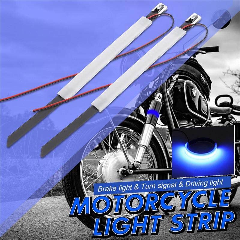 2PCS Motorcycle LED Fork Light Strip Turn Signal Daytime Running DRL Blue Blue