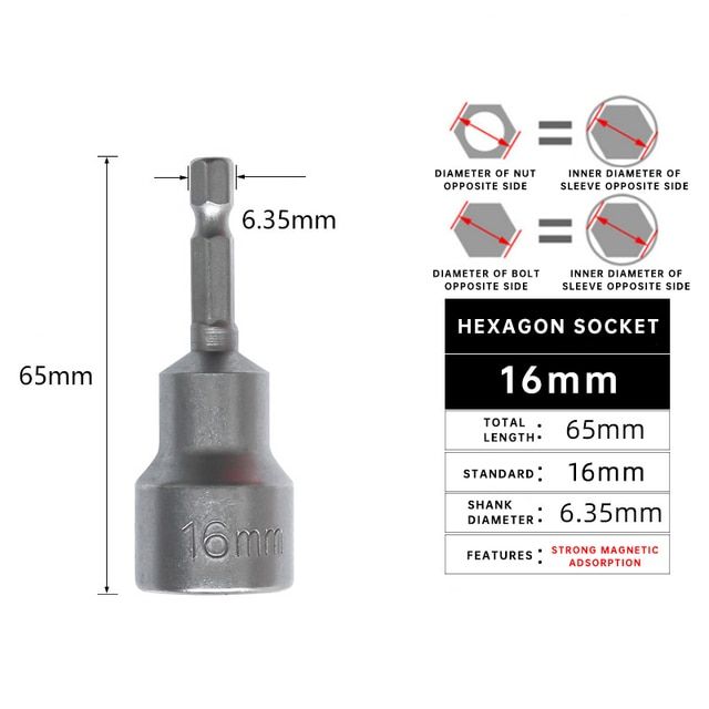 2PCS Socket Wrench  Hex Sleeve Nozzles