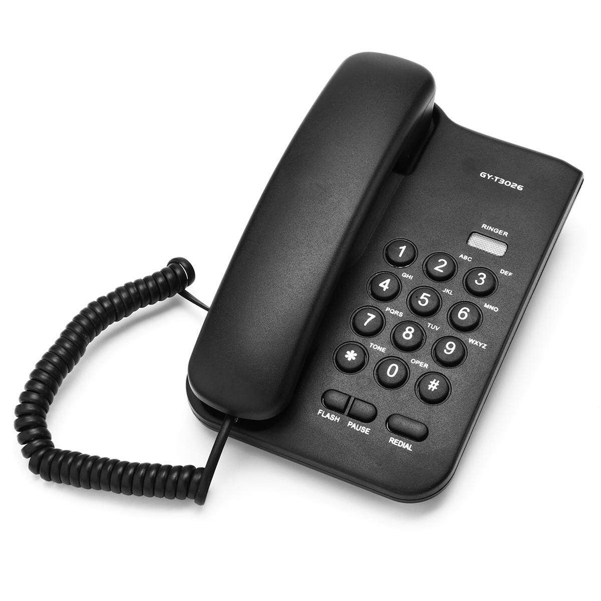 Fixed Phone Wall Mounted Landline Telephone Office Hotel Home Phone Caller ID AU Black (black)
