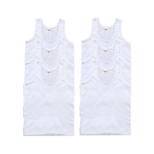 Cotton Rich Vest For Girls Pack Of 6 With Flowers - White