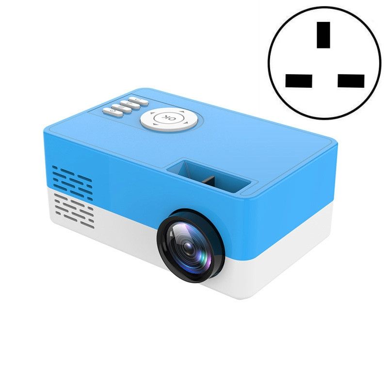 S261/J16 Mini HD 1080P Portable LED Projector, UK Plug(Blue White)