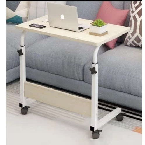 Adjustable Movable Laptop Table And Desk With Wheels -white