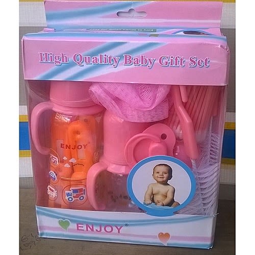 Unique Baby Gift Set- 3 Feeding Bottles - Cutting Buds, 2 Washing Brush - 1 Bib - Clips -