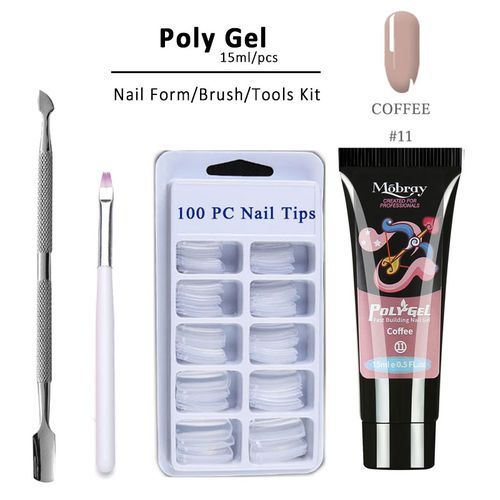 Nail Art Kit With Polygel Nail Extension Fake Nails
