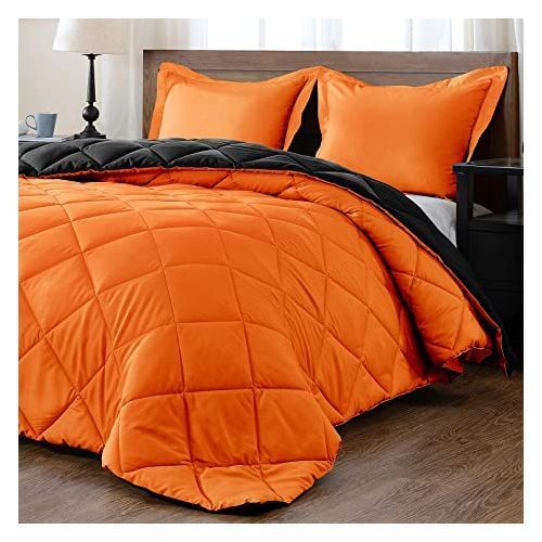 Lovely Plain Orange And Black Duvet, Bedsheet & Pillowcases