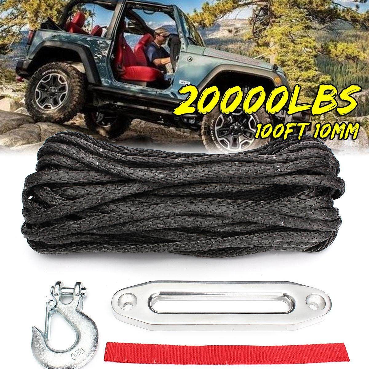 10mm X 30m Dyneema SK78 Synthetic Winch Rope Hook Aluminium Fairlead Cable 4x4