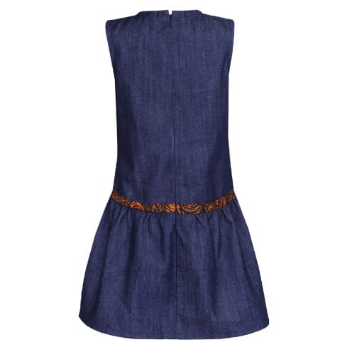 Buy Denim Dress With Ankara Detail-Blue in Nigeria