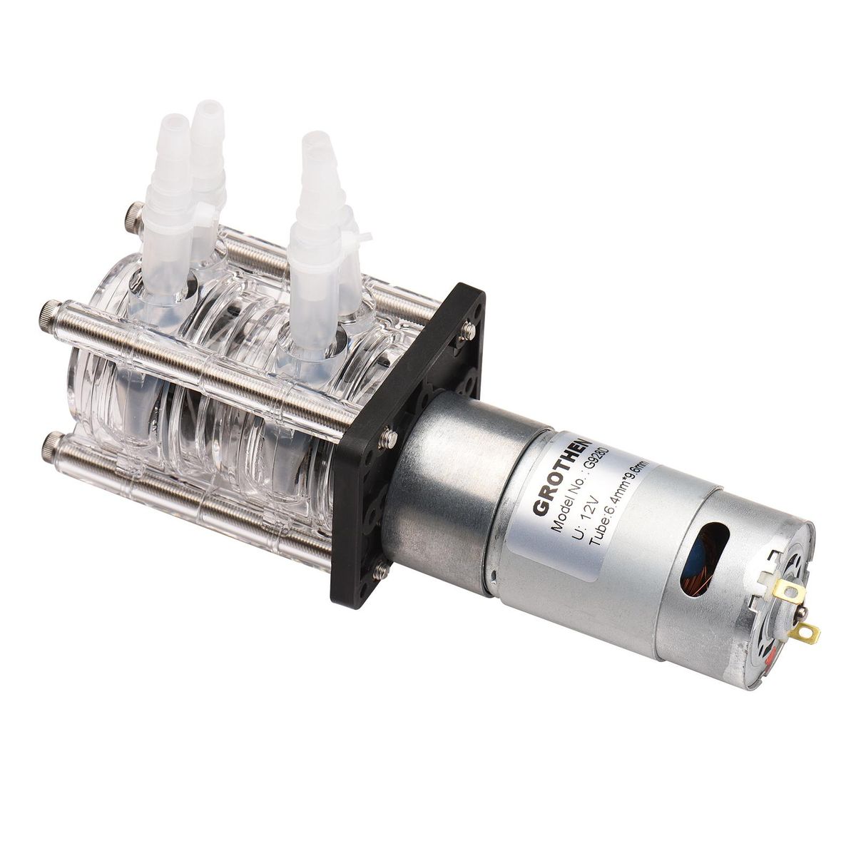 GROTHEN Dosing Pump Dual Head Peristaltic Pump Water Liquid Pump Large Flow Rate Peristaltic Silicone Tube Self-Priming 500mL/min Powerful Suction Suitable for Aquarium Lab Chemical Analysis Dosing Additives 12V