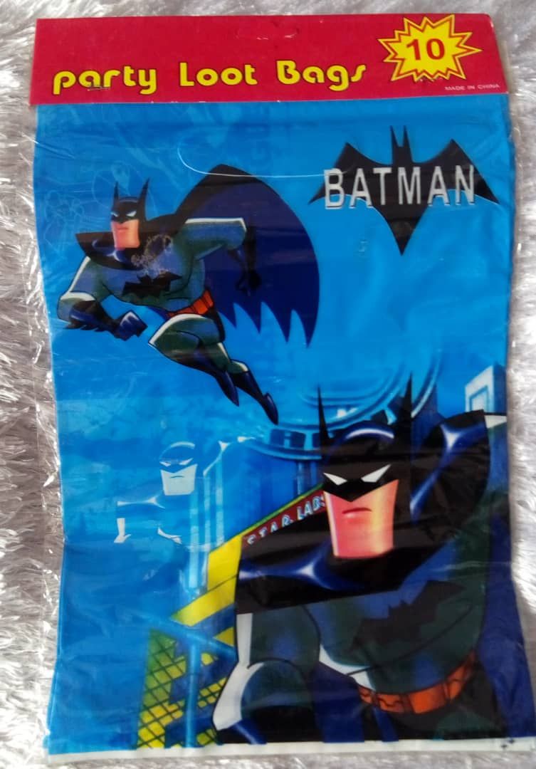Batman Disney Cartoon Character Party Loot Bags - 3 Packs