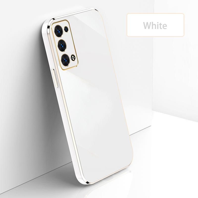 Ultra Thin Plating Phone Case for OPPO Reno6 Pro Plus 5G Lens Protection soft Phone Back Cover-White