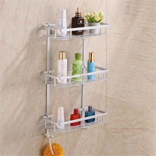3 Layers Steps Bathroom Toilet Corridor Aluminum Wall Mounted Storage Shelf Rack Hanger