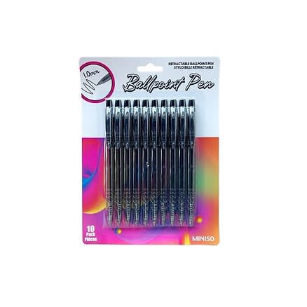 Retractable Ballpoint Pen 10 Pack- Black