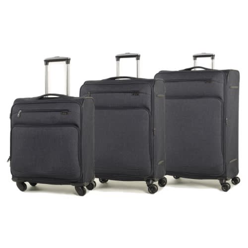 Madison  Lightweight Expandable Four Wheel Spinner Suitcases - Black - Set Of 3