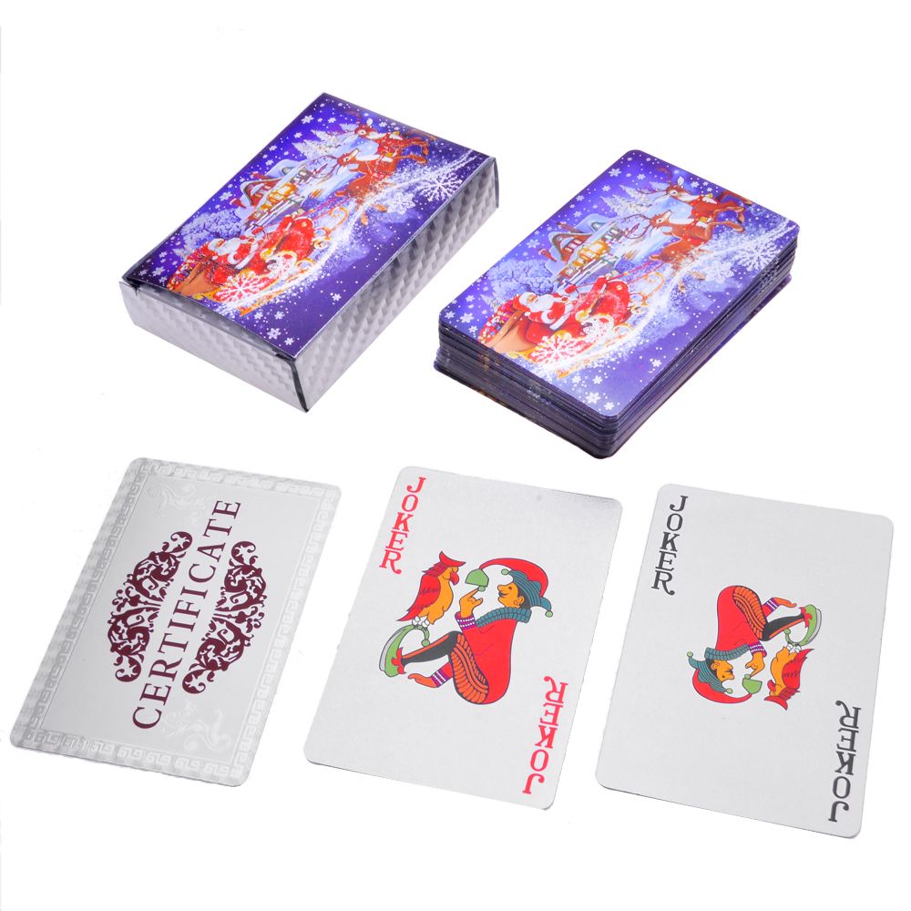 Foil Christmas Style Plastic Playing Cards Waterproof Cards Good Price Board Game Silver