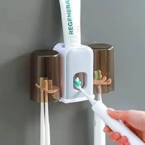 Multi-functional Toothbrush Holder Wall Mounted Toothpaste Dispenser - 20.3&times;13.2&times;10cm