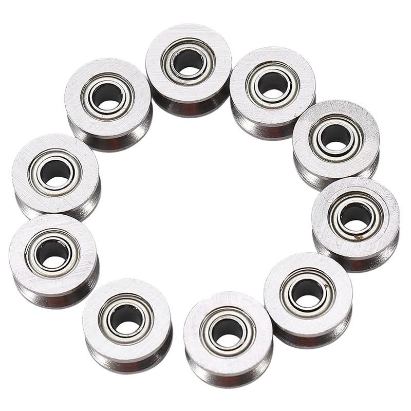 10pcs U Groove U624ZZ Carbon Steel Durable V Groove Ball Pulley for Rail Track Linear Motion