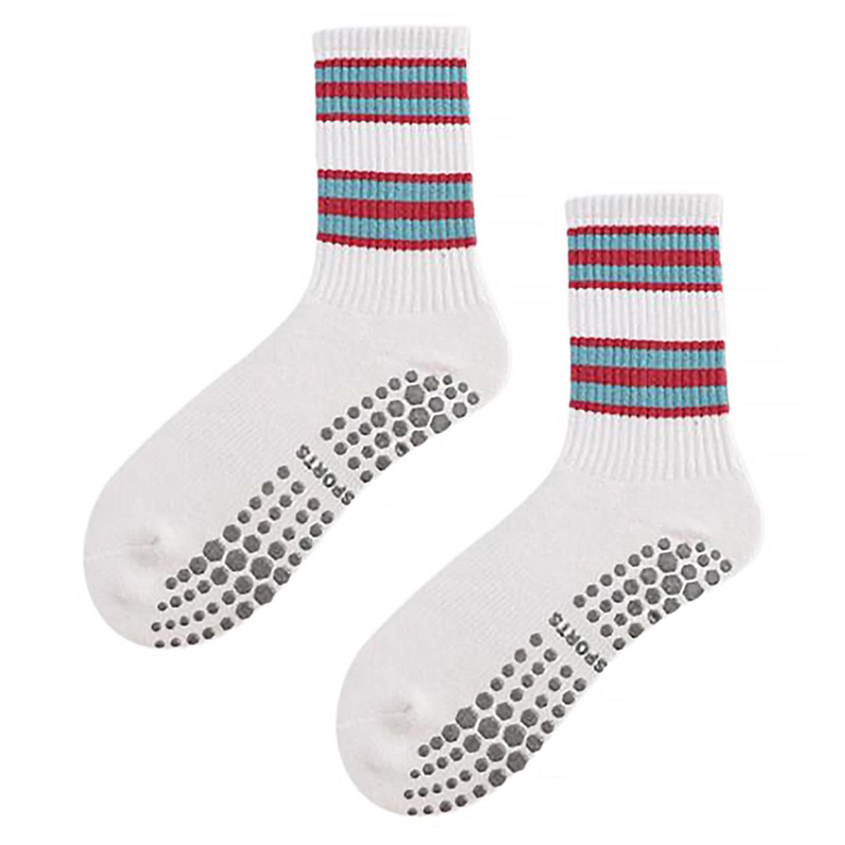 1 Pair Thermal Socks Winter Women Fitness Yoga Long Calf Socks Red White