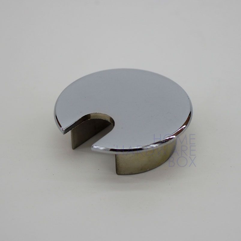 Chrome Metal Desk Wire Grommet Computer Table Top 35mm Desk Wire Hole Cover