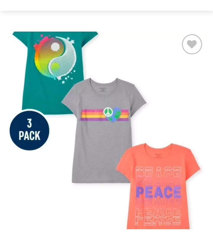 Girls Peace Graphic Tee 3-Pack