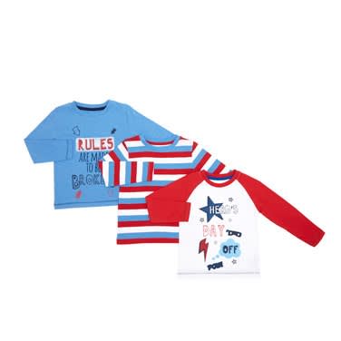 Toddler Rules Long Sleeve Top - Pack Of 3