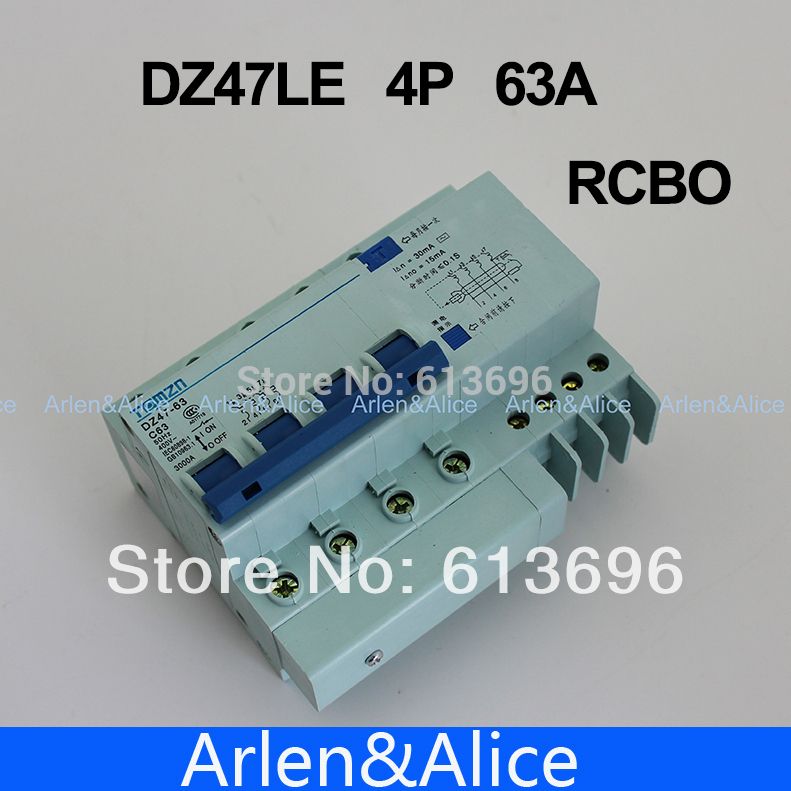 4P 63A DZ47LE63A 400V~ Type Residual Current Circuit