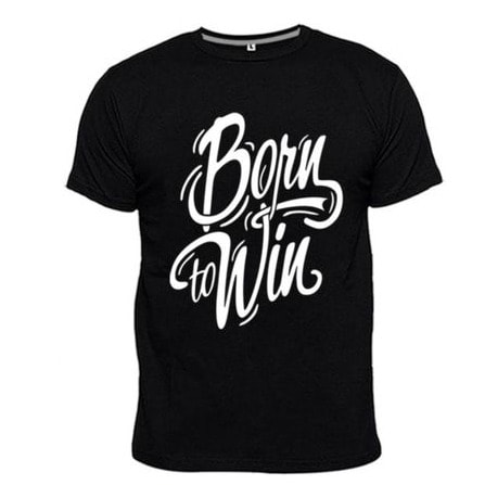 Born To Win Print T-shirt -black