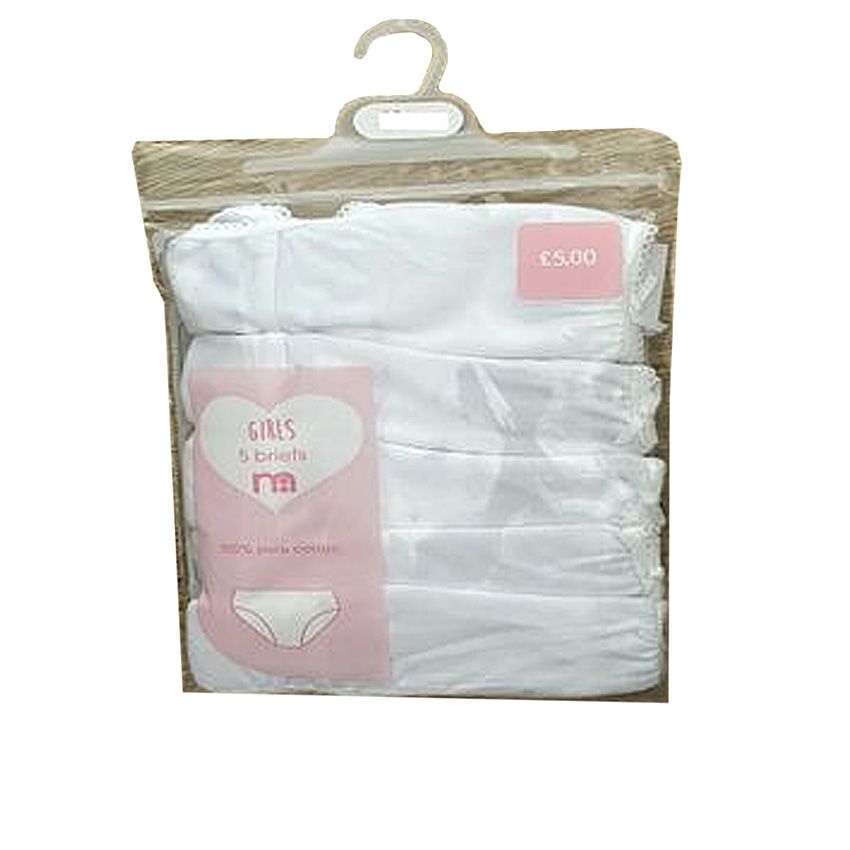 5 Pack Plain White Briefs