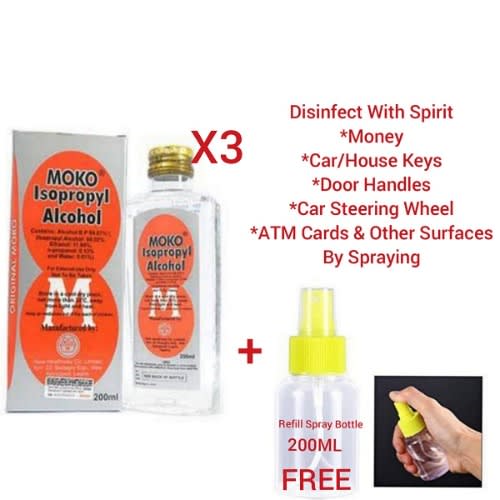 Isopropyl Methylated Spirit Disinfectant - 3Pieces +1 Free Refill Spray Bottle