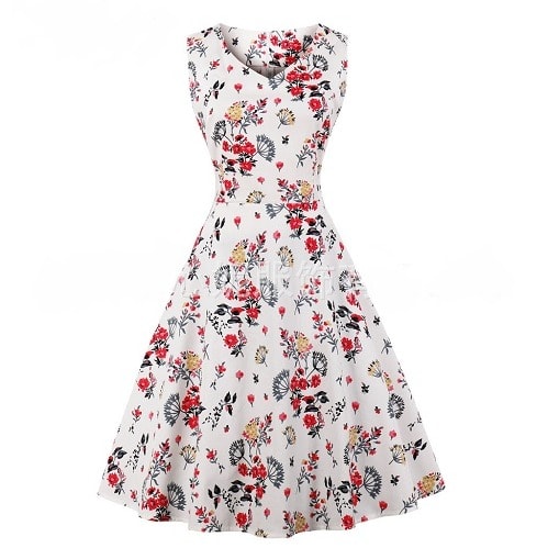 Ladies Knee-length Skater Vintage Dress