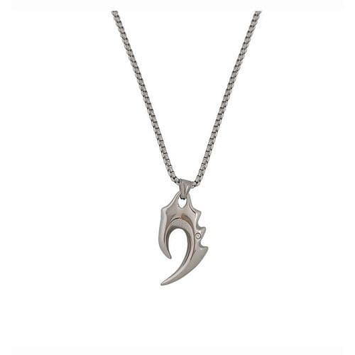 Hook Pendant Necklace With Chain - Silver