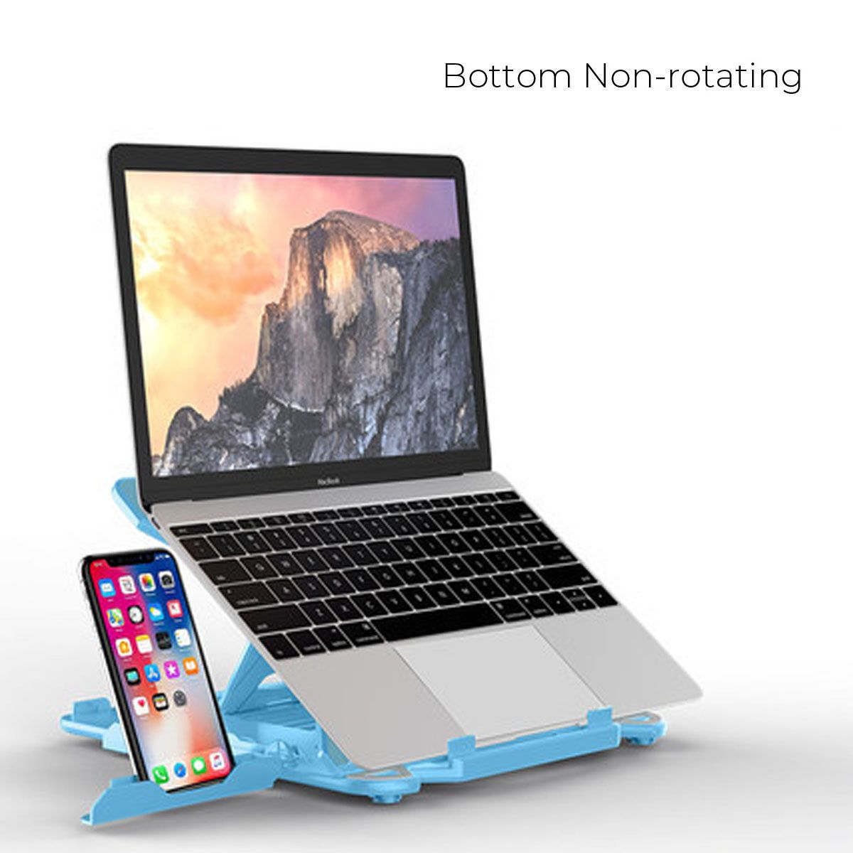 Foldable Non-slip Laptop Stand Portable Thin PC Bracket Phone Holder 2 IN 1 For Laptops And Tablets Smaller Than 17 Inches Blue