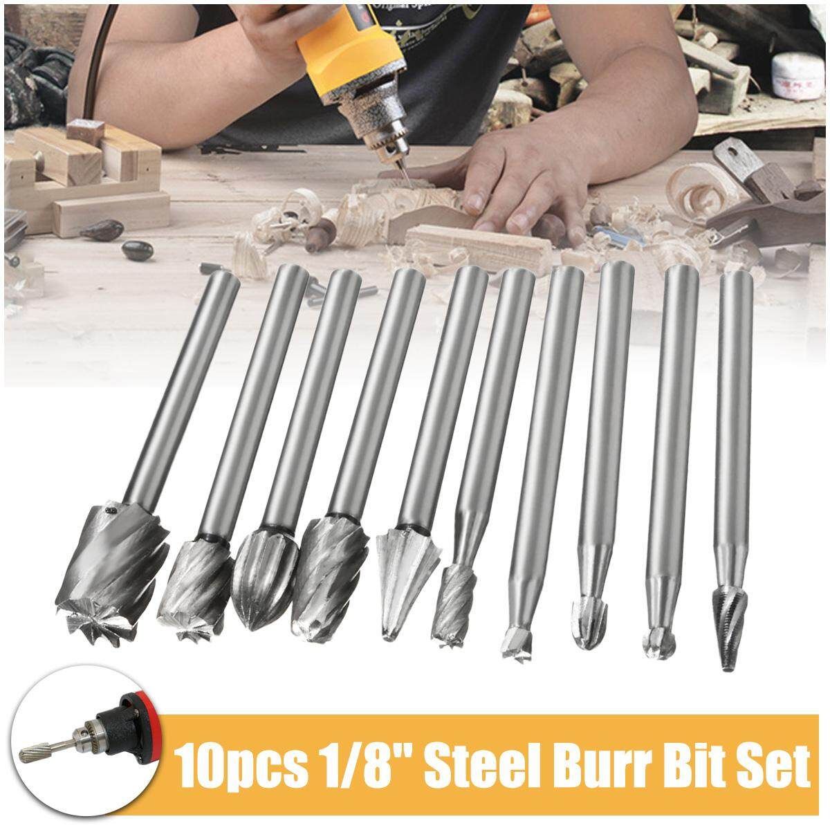 30 PCS 3mm Steel Head Carbide Burrs Wood Rotary Drill Die Grinder Carving Bit