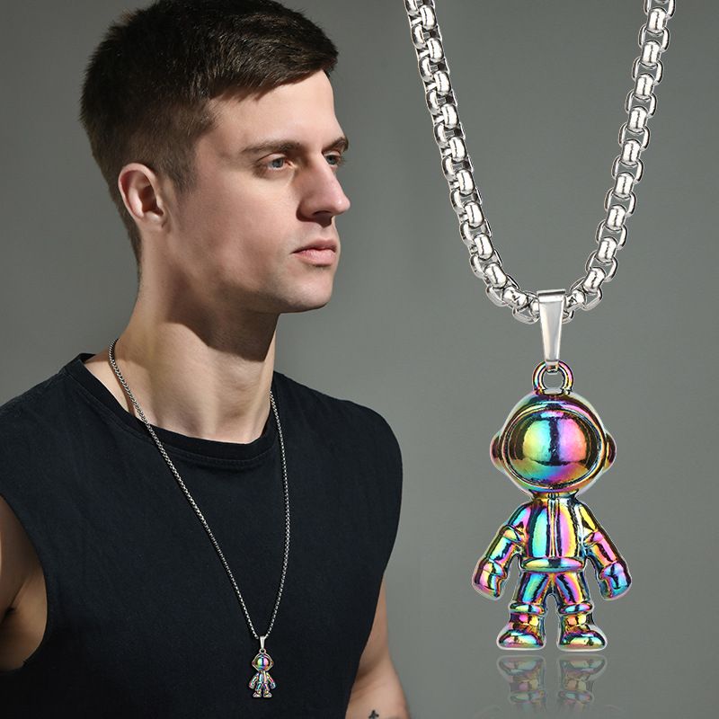 Hip Hop  Colorful Quenched Astronaut Titanium Steel Pendant