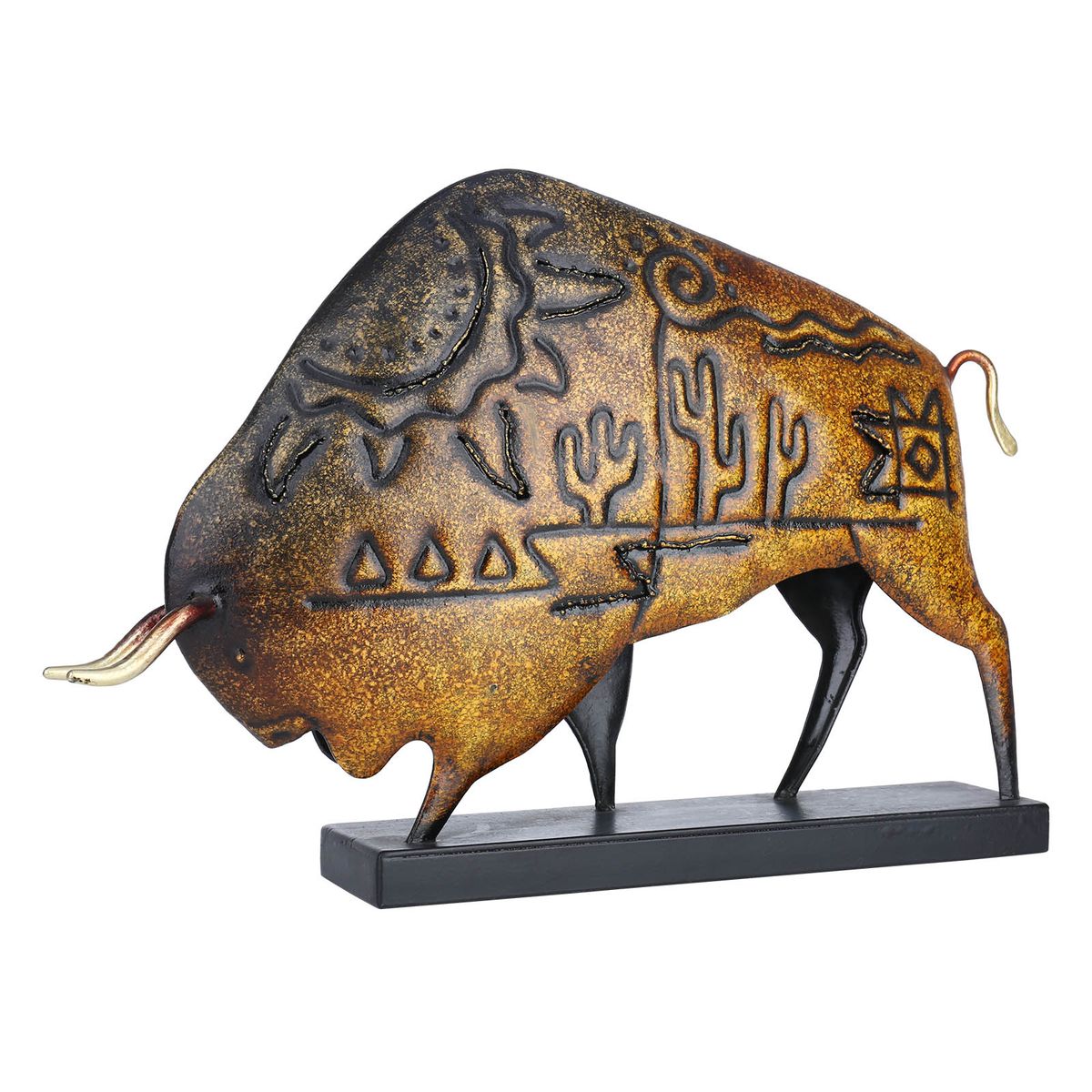 Tooarts Animal Sculpture Iron American Bison Sculpture Art