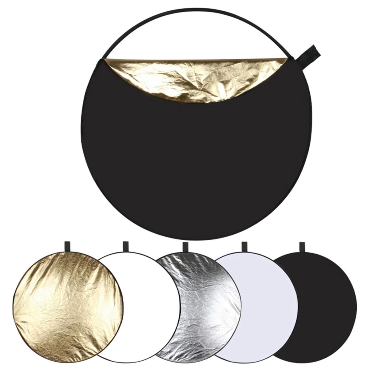 PULUZ 60cm 5 in 1 (Silver / Translucent / Golden / White / Black) Folding Photographic Reflector Board