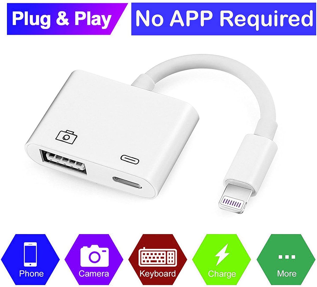 2 In 1Apple Lightning To USB3 Camera Adapter-white