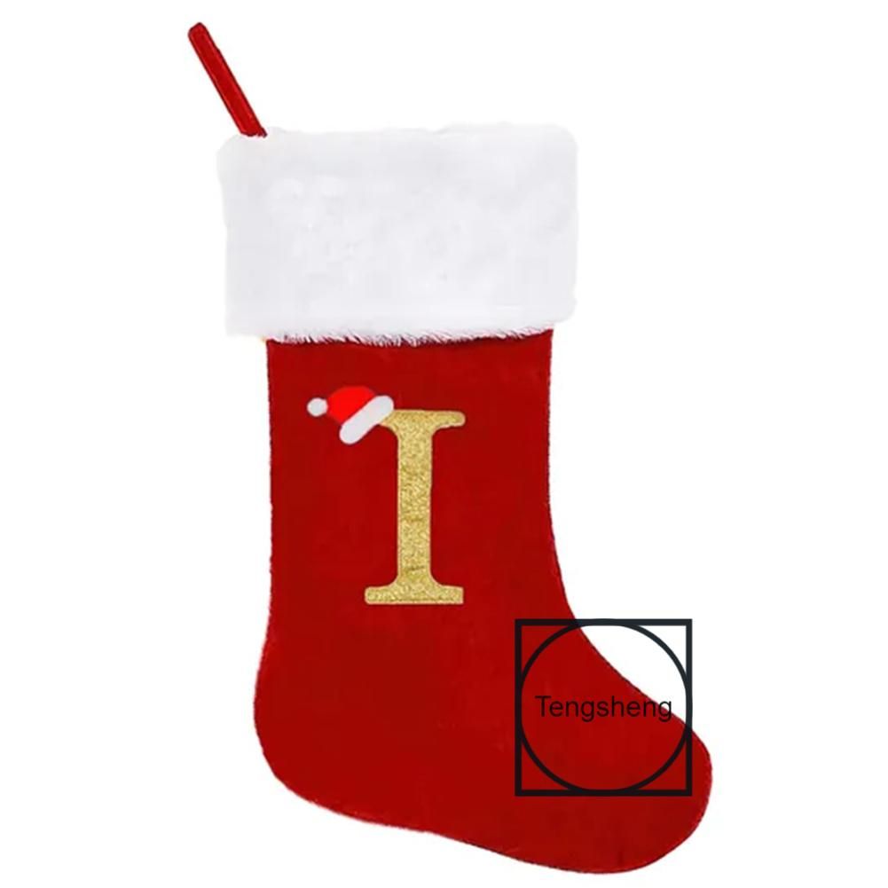 Letter Embroidered Christmas Stocking With Lanyard