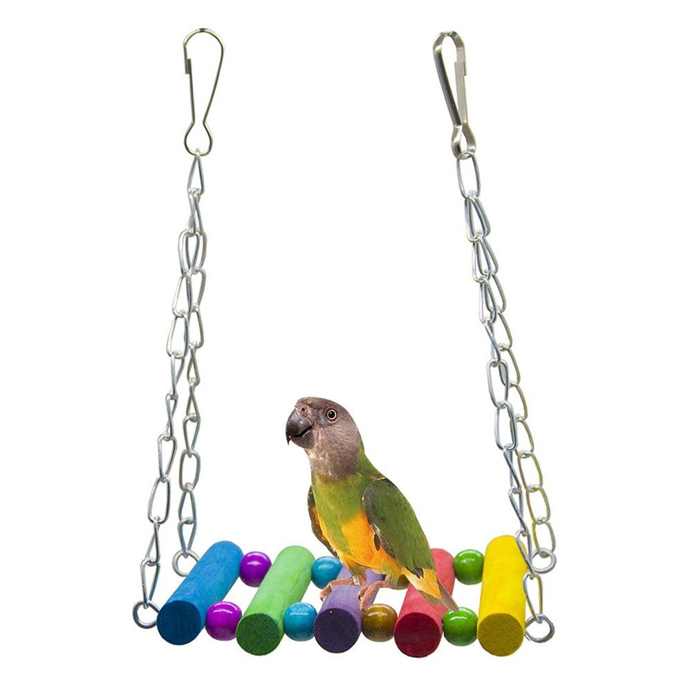 Parrot Hanging Swing Color Wooden Chains Bridge Stand Bar