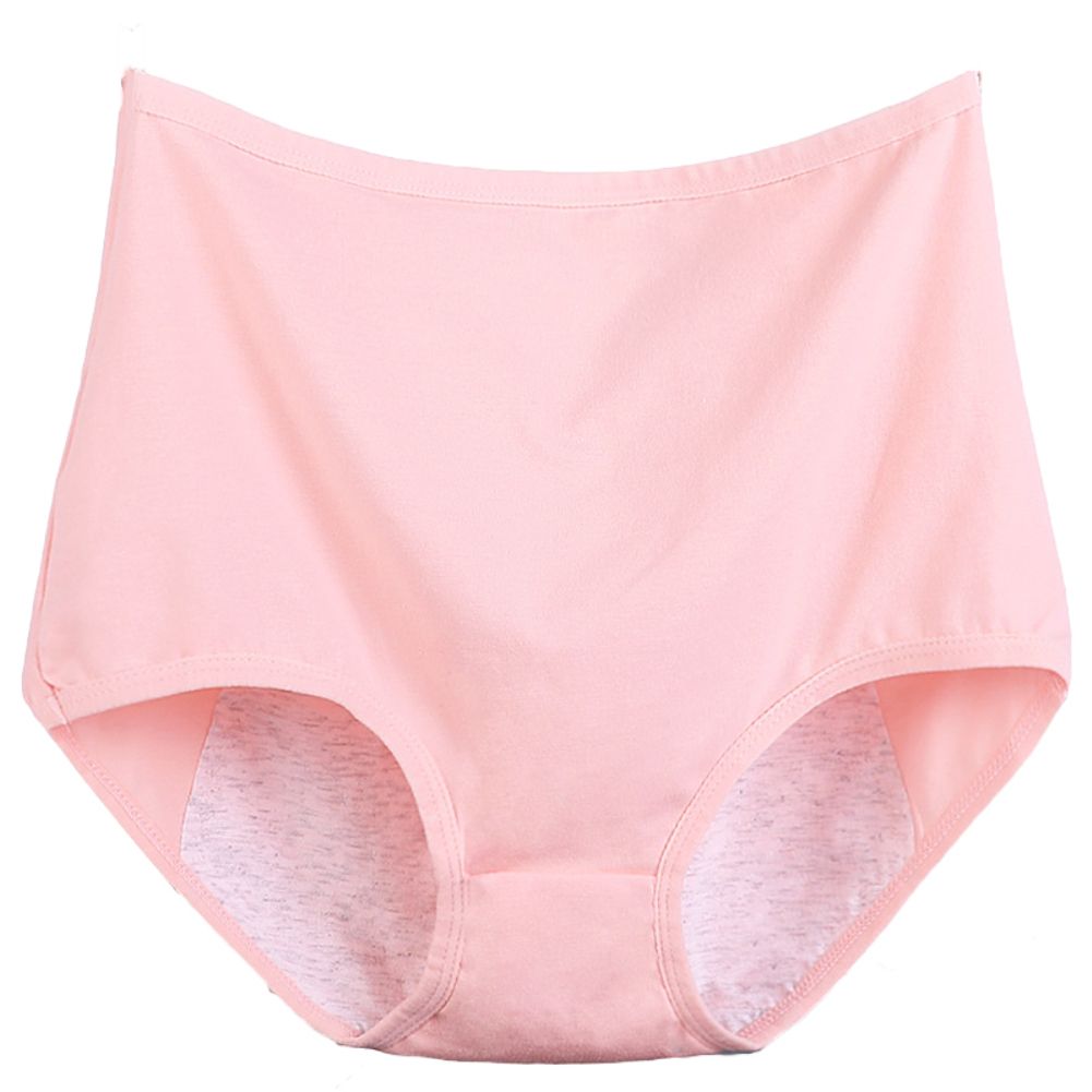 Women Casual High Waist Menstrual Period Leak Proof Underwear Cotton Briefs-Pink