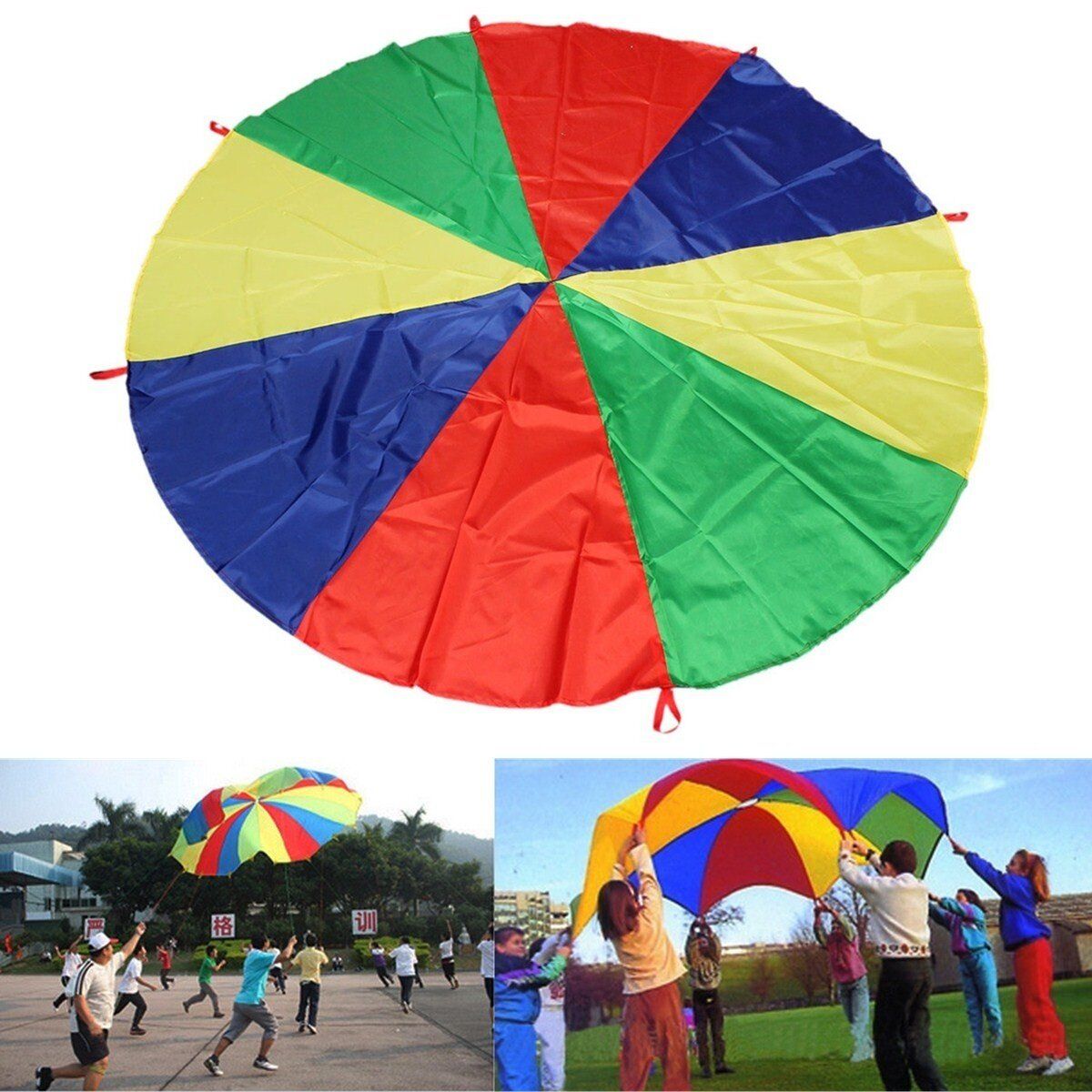 6Ft 8 Handles Kids Play Parachute Children Outdoor Game Sport Exercise