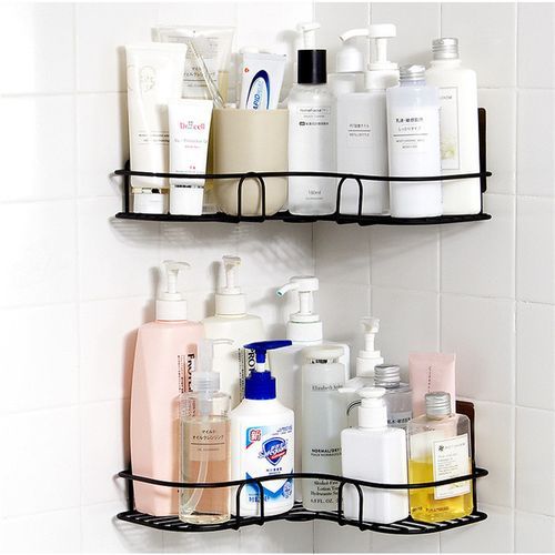 Corner Racks Bathroom Shelf Iron Wall Mounted Kitchen  Black