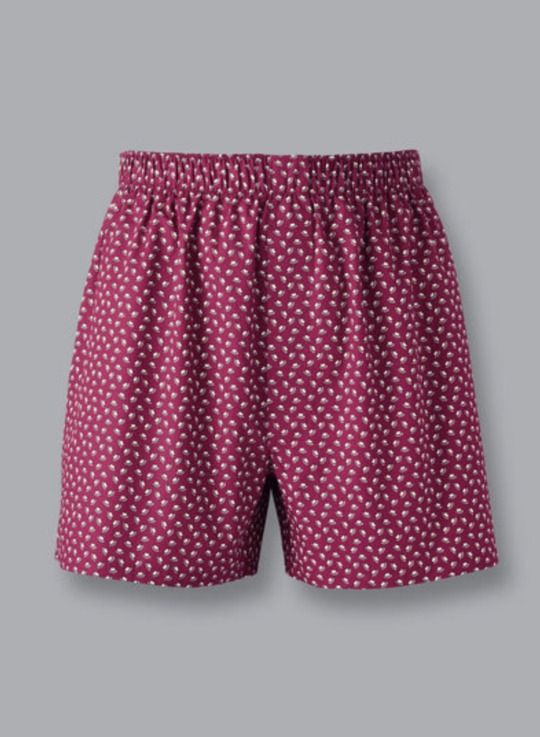 Hat Motif Woven Boxers - Red
