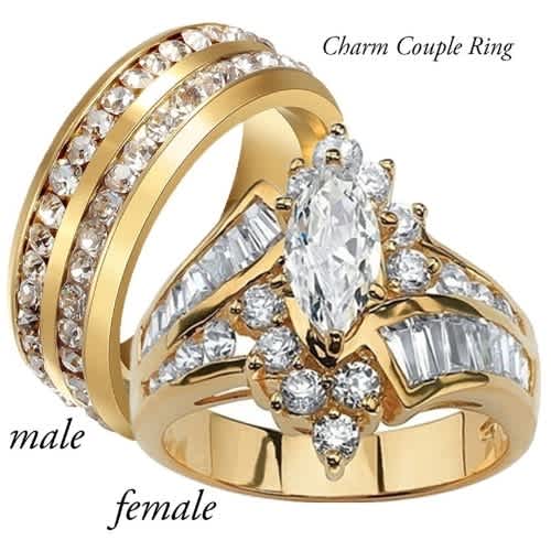 Marquise Cut Crystal Cz Couple Ring 5340mm