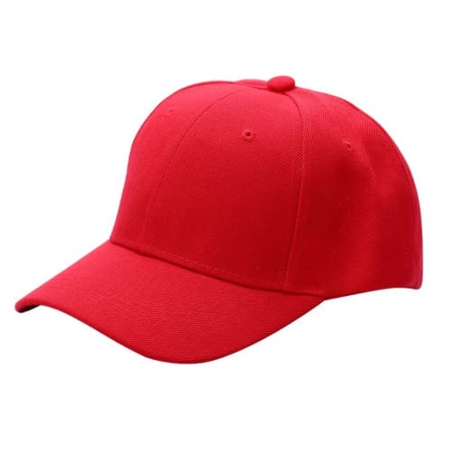 Women Plain Red 6 Panel Baseball Face Cap